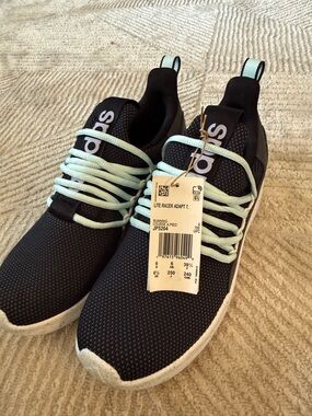 adidas Black Slip-On Sneakers with Mint Accents